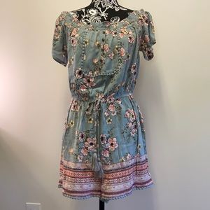 Feeling Green Floral off shoulder Romper/Medium